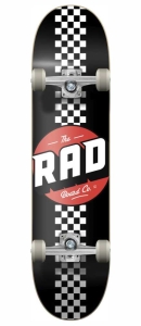 Rad Checker Stripe Skateboard | 8" Black