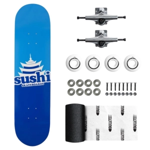 Sushi Set Pagoda Logo Skateboard | 8" Blue